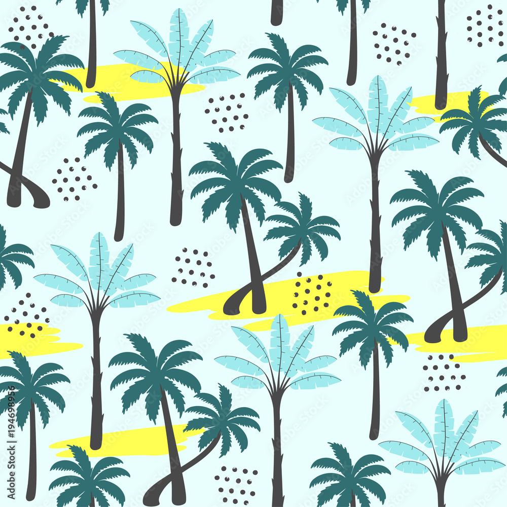 Palm tree seamless pattern. Vector llustration