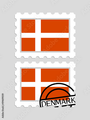 Denmark flag on postage stamps