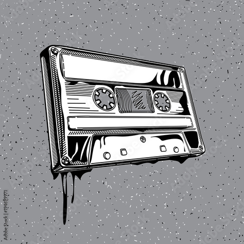 Black and white audio cassette in graffiti style