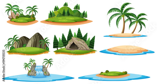 Different islands and forest scenes