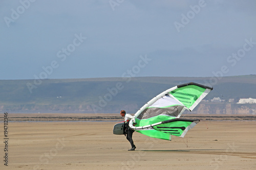 kitesurfer on Westward Ho! beach