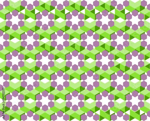 Geometric pattern of green and ultra violet colors isolated on white background - Vector illustration. Use as background, backdrop, montage, or texture in website, UI, app, logo, or graphic design.