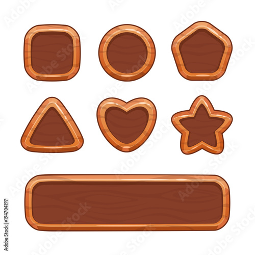 Cartoon wooden shapes set.