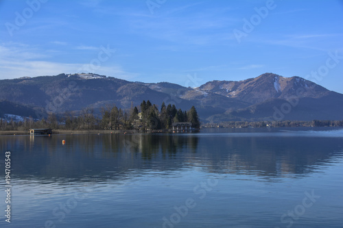 landscape view of the shore of lake St Wolfgang (Wolfgangsee)