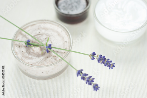 Cream, lavender flowers