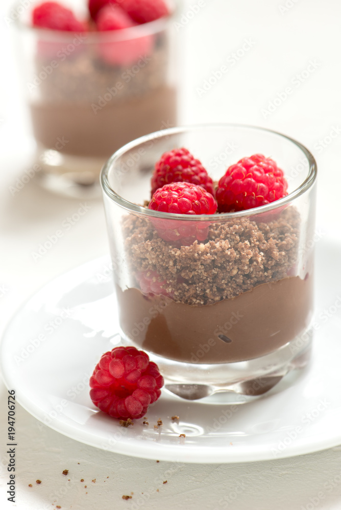 Chocolate dessert with raspberries Chocolate dessert with raspberries