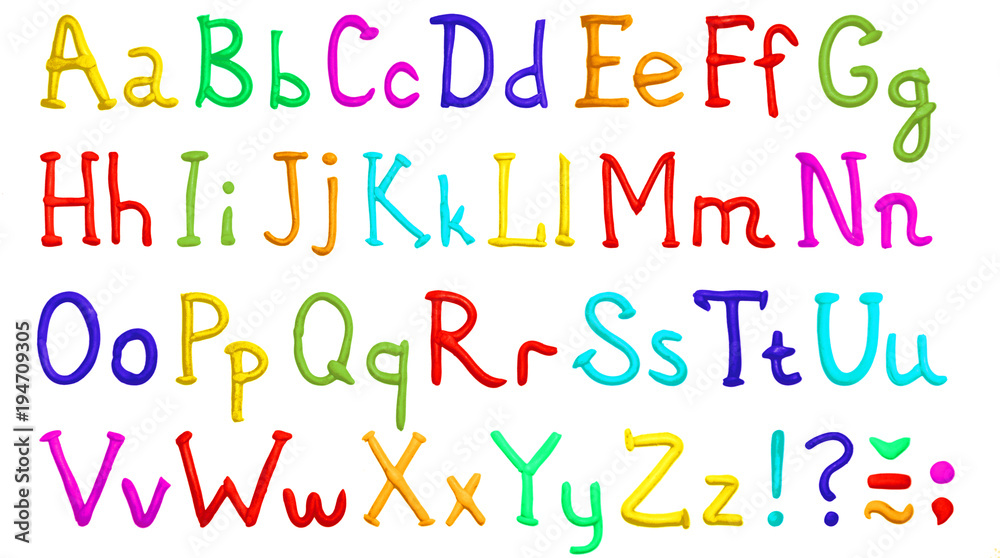 Plasticine alphabet on a white