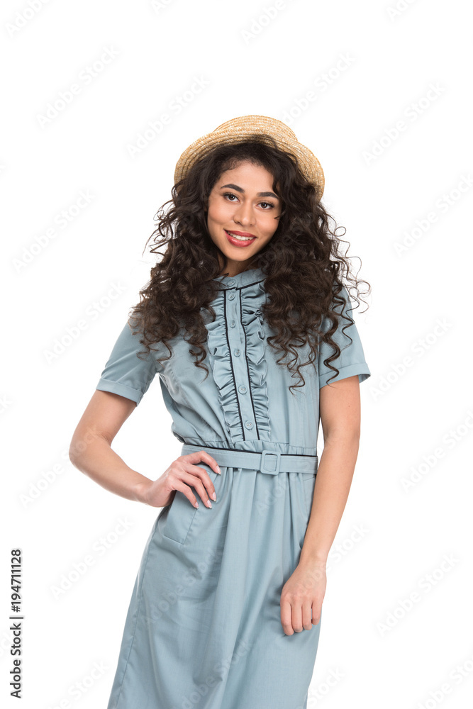beautiful young woman in canotier hat isolated on white beautiful young woman in canotier hat isolated on white