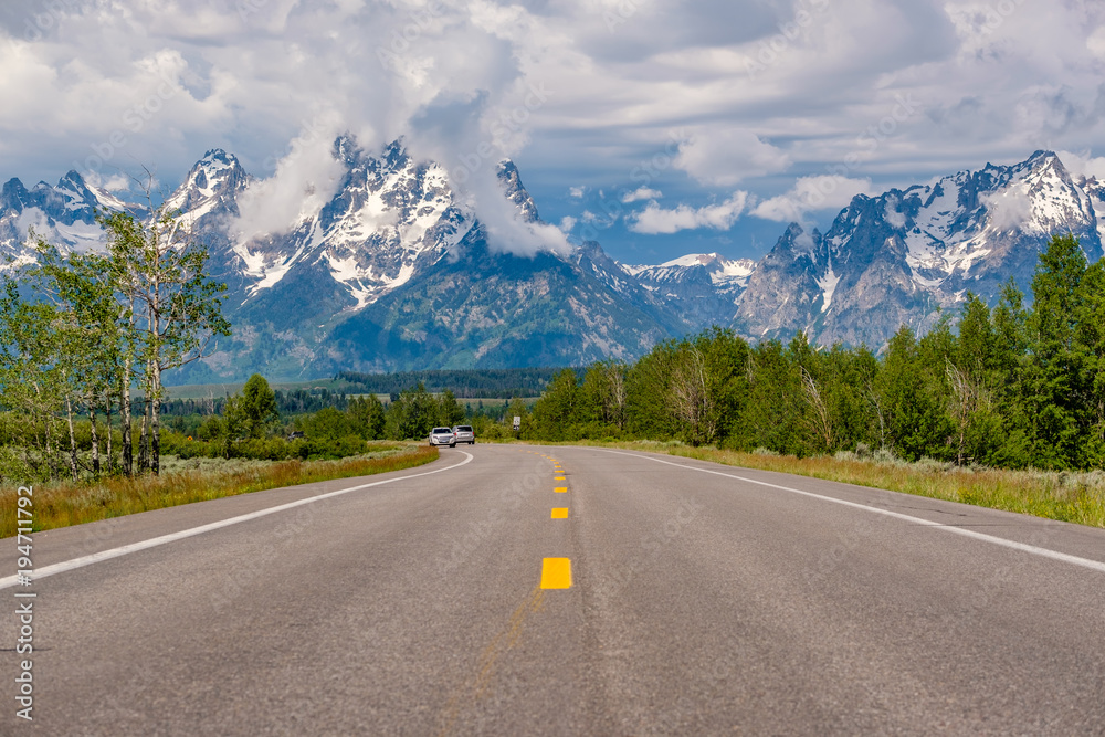 Naklejka premium Highway in Grand Teton National Park