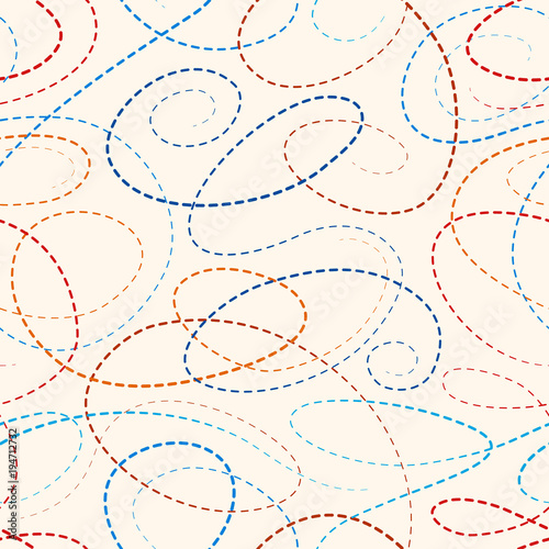 Color dotted lines curves seamless pattern