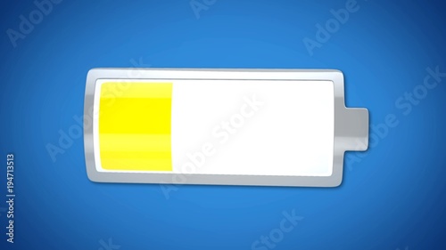 Low battery charge, yellow warning, energy saving mode, laptop power management photo