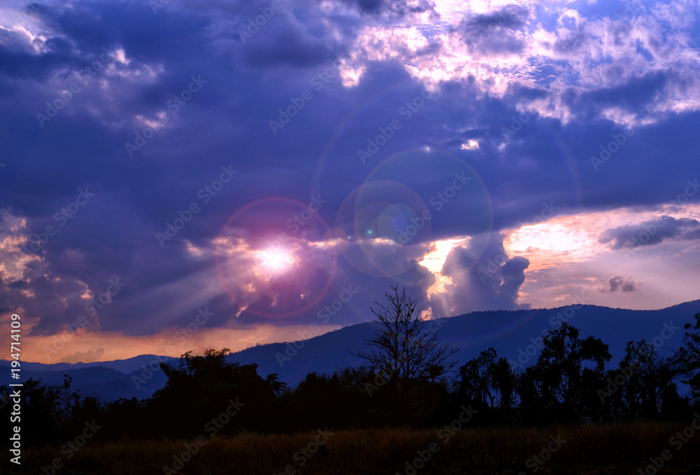 landscape of sunset and clouds