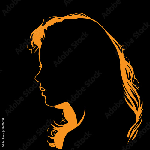 Woman face silhouette in backlight.