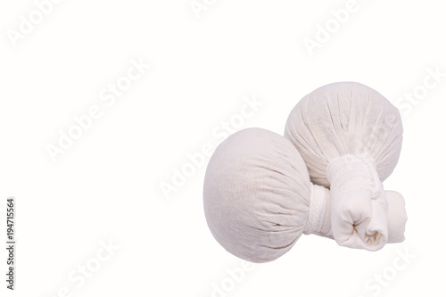 Hot herbal ball compress for spa and massage in isolated.