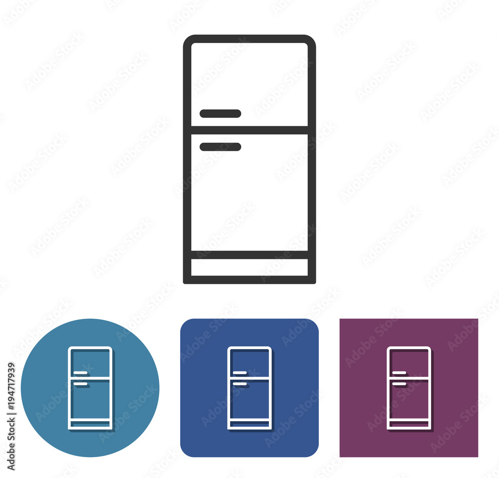 Refrigerator line icon in different variants Refrigerator line icon in different variants