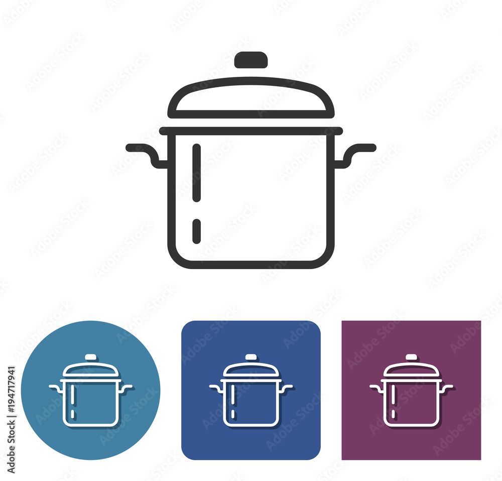 Stew pan line icon in different variants Stew pan line icon in different variants