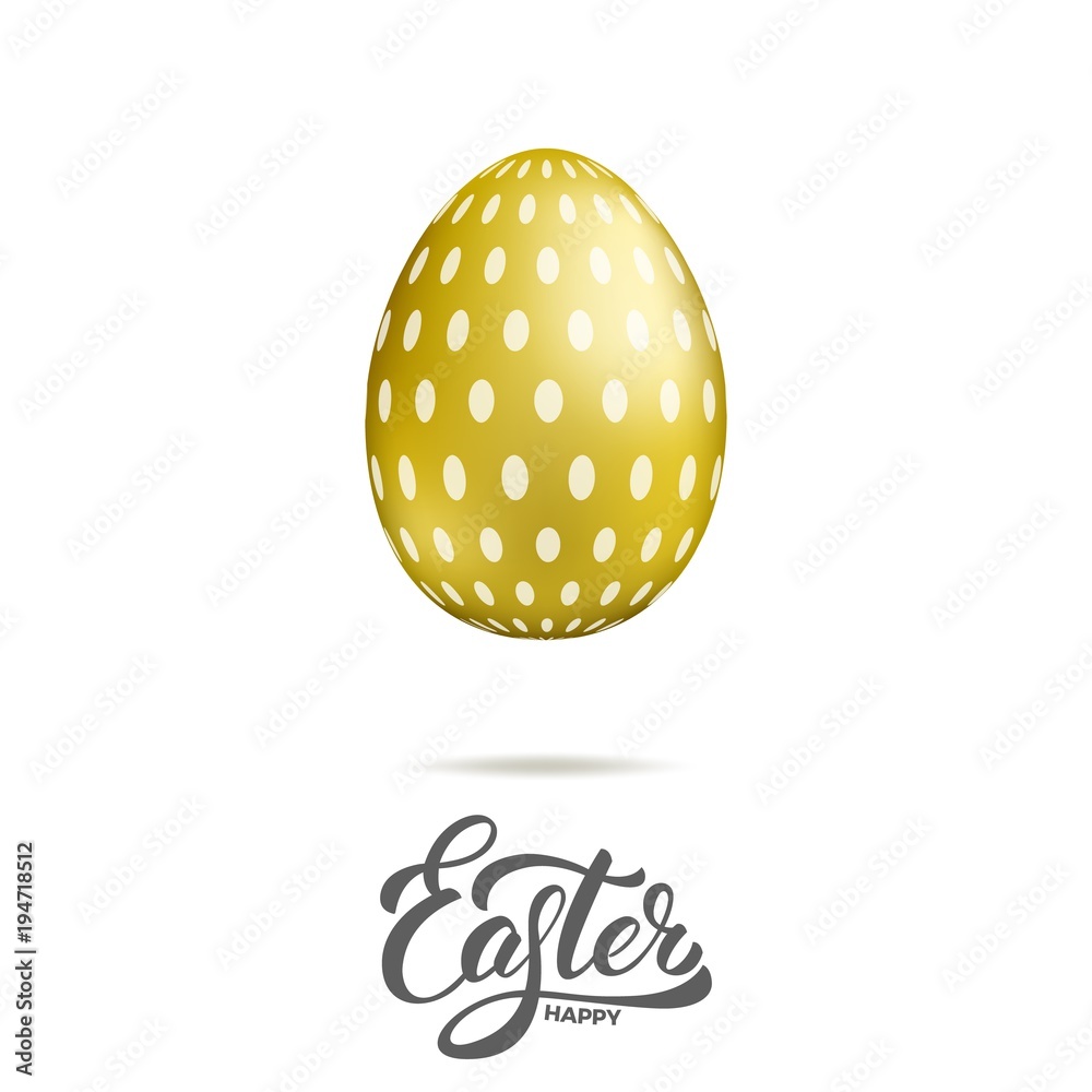 Easter. Gold egg with ornament and Happy Easter script lettering. Easter holiday design element Easter. Gold egg with ornament and Happy Easter script lettering. Easter holiday design element