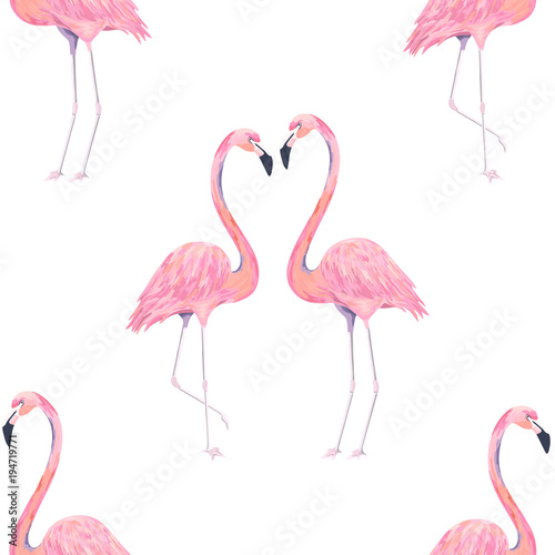 Obraz na płótnie tropikalny flamingo wzór ptak