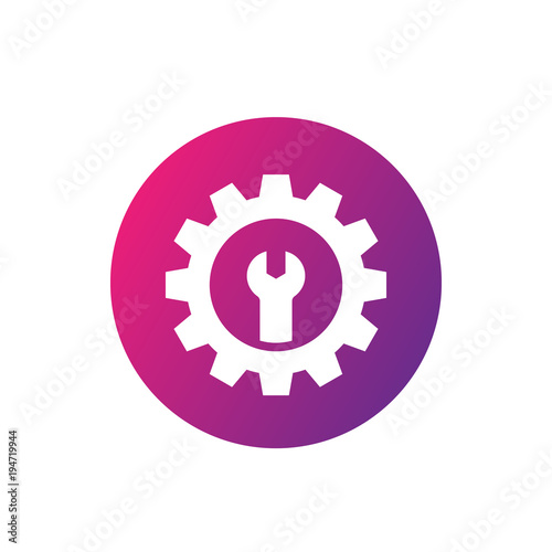 repair service icon, gear and wrench