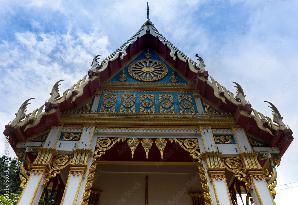 Beautifully ornate buddhist temple in the south of Thailand