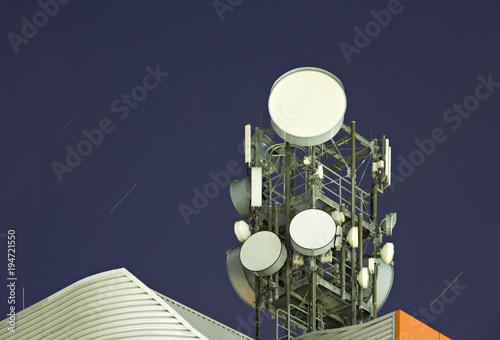 Communications Dishes At Night