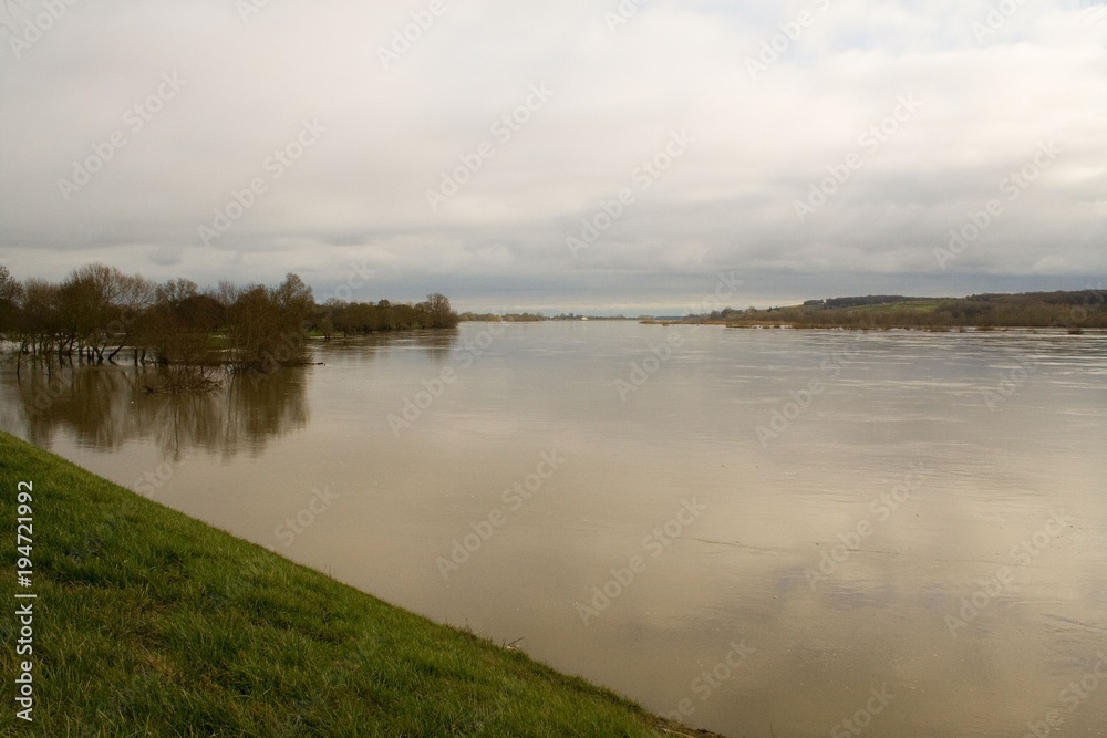 The Loire in flood in winter