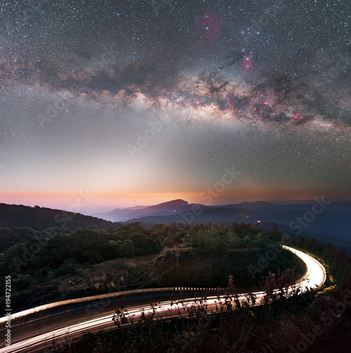 Milky way over the mountain, Thailand photo