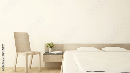 Fototapeta Naklejka Na Ścianę i Meble -  White bedroom and living area in hotel or apartment - Bedroom simple design - 3D Rendering