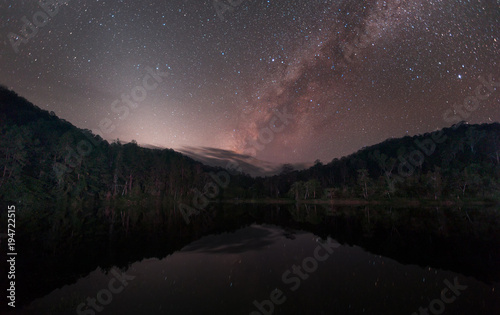 Milky way over the river, Thailand photo