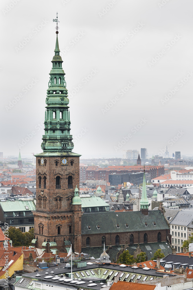 Nikolaj Church in Copenhagen On A Gray Day