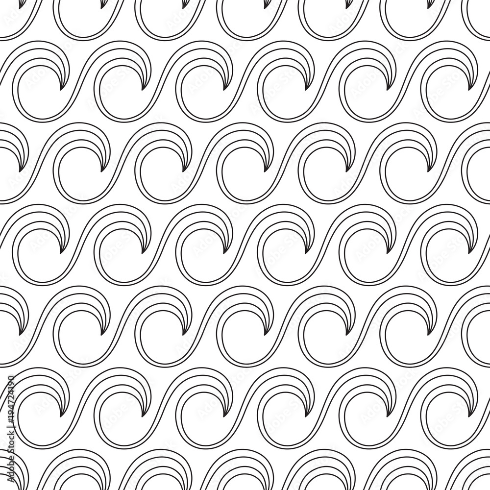 Drawn seamless pattern with waves
