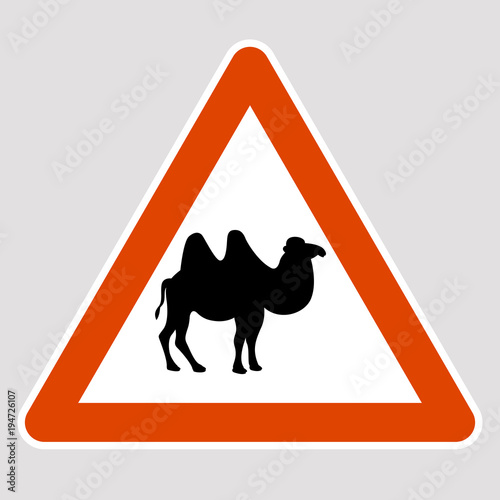 camel black silhouette road sign vector illustration