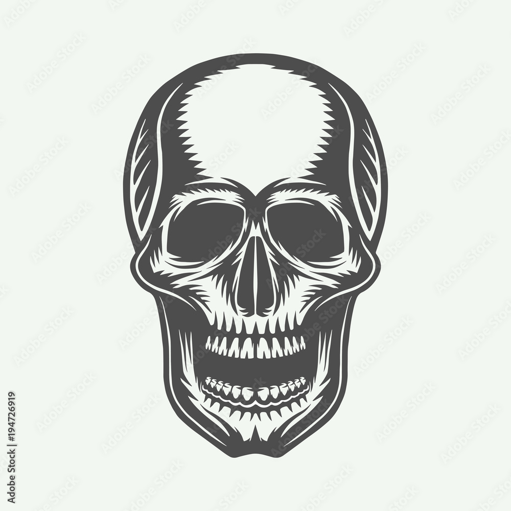 Fototapeta premium Vintage retro skull. Graphic Art. Vector Illustration.