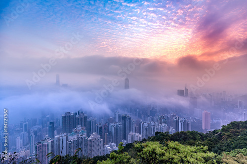 Dramatic misty season in Hong Kong 