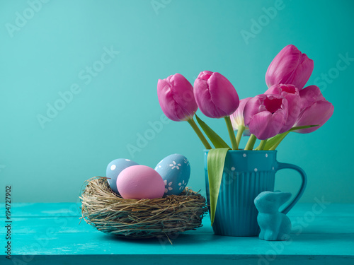 Easter holiday concept with tulip flowers