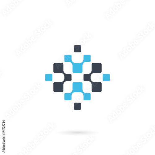 Initial Letter X. Neuron Technology logo. Intergrate technology