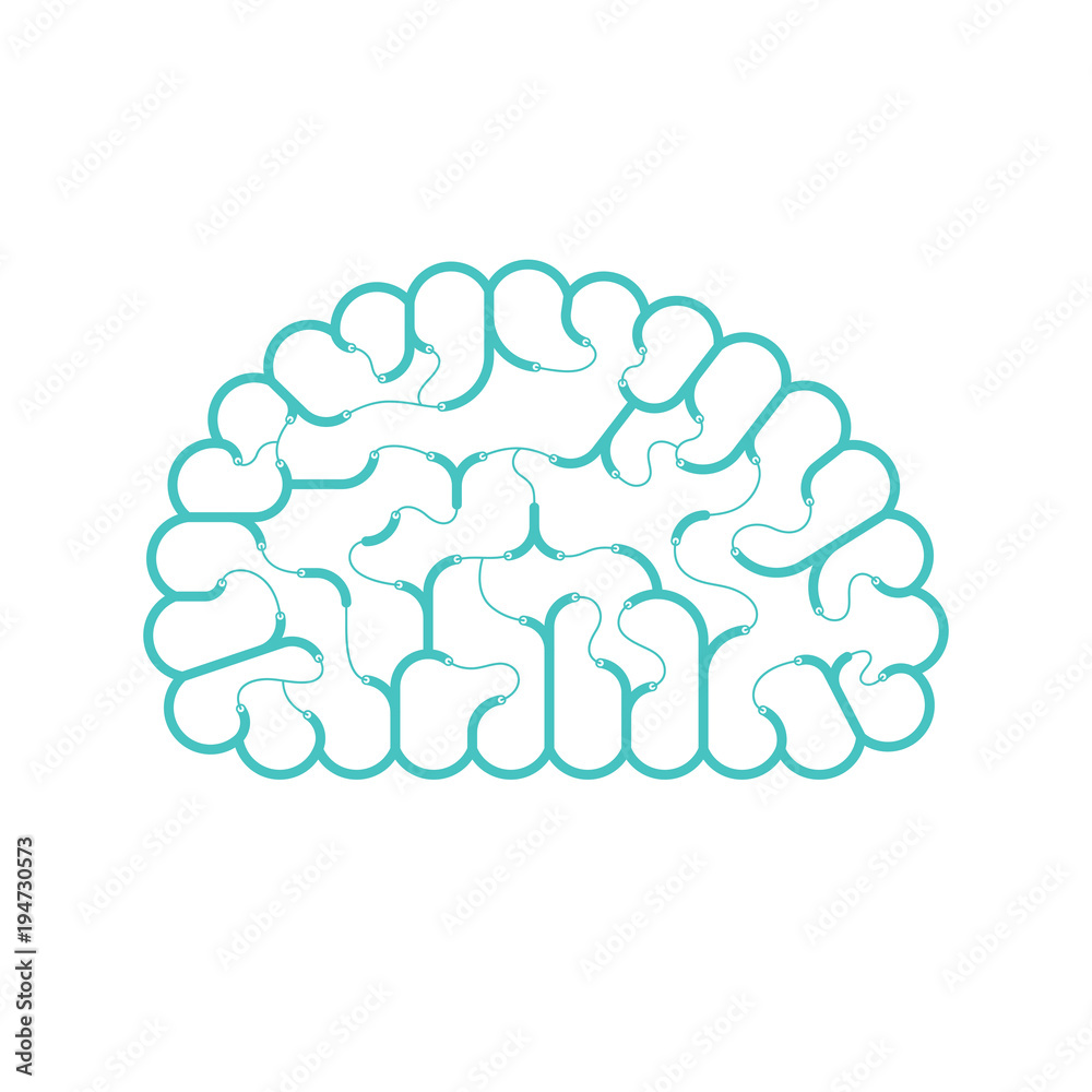 Electric wire cable Brain green color Connect concept design illustration isolated on white background with copy space, vector eps 10 Electric wire cable Brain green color Connect concept design illustration isolated on white background with copy space, vector eps 10