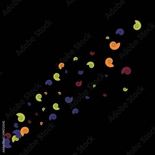 Vector Confetti Background Pattern. Element of design. Color spirals on a black background 