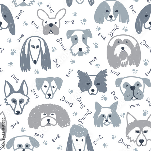 Vector seamless pattern with dogs