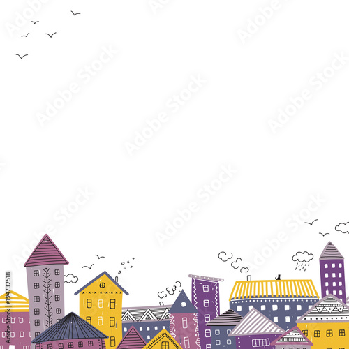 Vector frame with houses