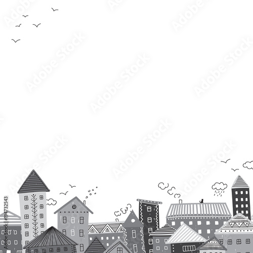 Vector frame with houses
