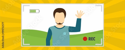 Recorder banner. Flat illustration of recorder vector banner for web