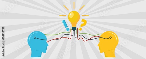 Idea in brain banner. Flat illustration of idea in brain vector banner for web