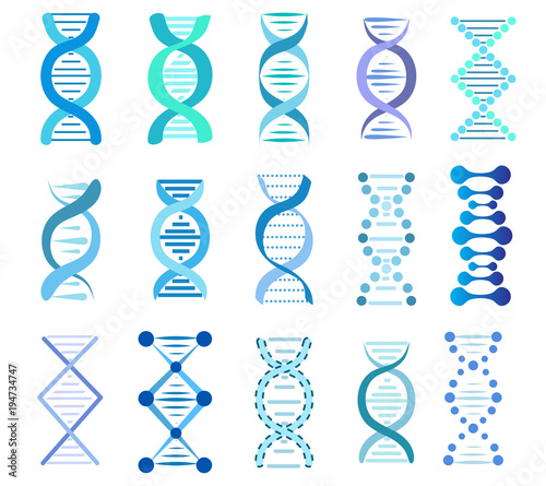 DNA Strands Set, stock vector illustration
