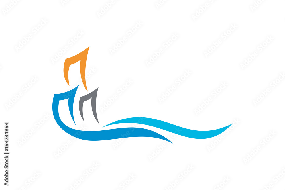 Naklejka premium lake city logo template with wave