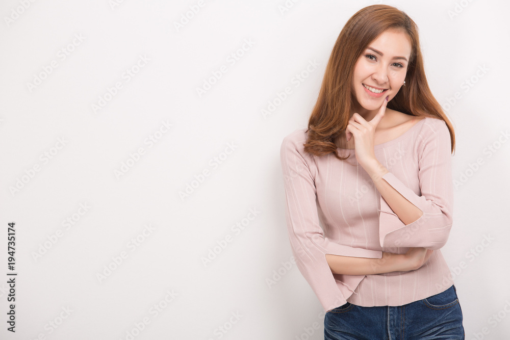 Smiling woman portrait isolated on white background. Smiling woman portrait isolated on white background.
