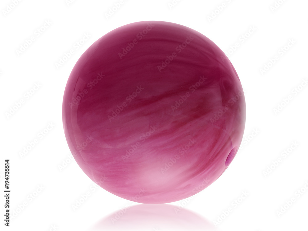 Pink Bowling Ball with Holes Isolated on White Background Stock Photo