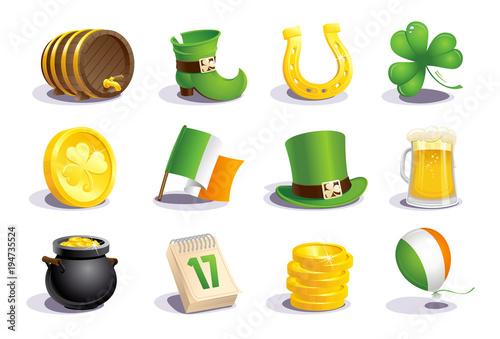 St. Patrick's Day icons and symbols set