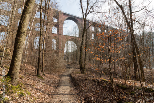 View to Goeltzsch Viaduct railway bridge in Saxony, Germany - World's largest brick bridge. photo