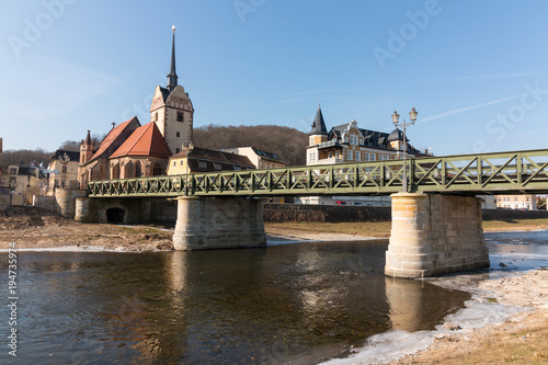 View of the famous panorama "Untermhaus" in Gera with bridge and the church Marienkirche. © Mattis Kaminer
